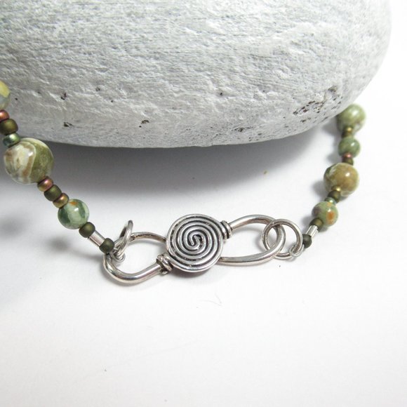 Rhyolite bead embroidered Necklace - Picture 12 of 15